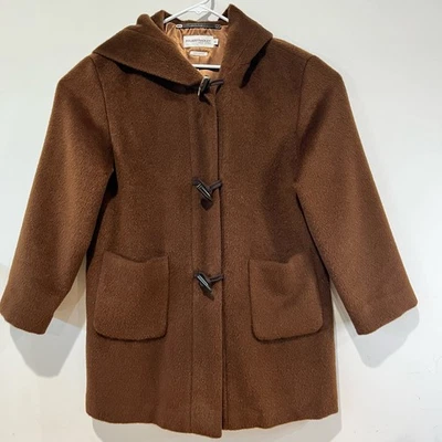 Abrigo de lana HILARY RADLEY para mujer talla 12 marrón con capucha con botones y bolsillos forrados  Foto 1 de 4