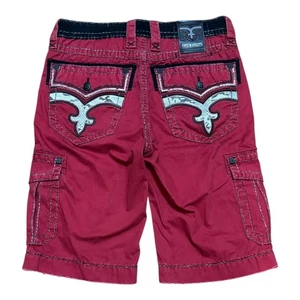 Rock Revival Mens Classic Cargo Shorts Red Size 34 Waist Distressed Brand New - Picture 1 of 6