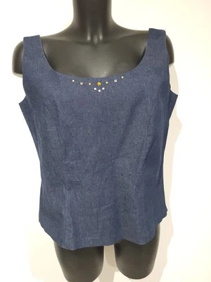 Prima Denim Corset Zip Top Size 16 Denim Top Sleeveless Jewel Details - Изображение 1 из 4