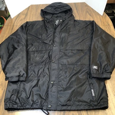 Helly Hanson HH Packable Hooded Rain Jacket Sz XL Black Full Zip Windbreaker - Image 1 of 4