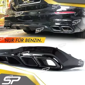 Diffusore Posteriore + Scarico Nero per Mercedes W213 S213 AMG Line 2016-2019 Benzina - Foto 1 di 12