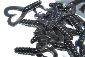 2" DOUBLE TWISTER TAIL crappie bass grubs lure jig TWIN TAIL BLACK 50 - Picture 1 of 1