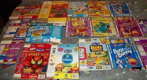 VINTAGE SNACK FOOD BOX OF 17 USED FLAT FRUIT CHEWS, POPCORN, HOT CHOCOLATE ETC. - Picture 1 of 9