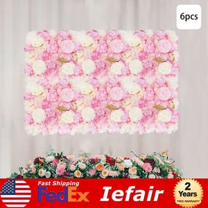 6Pcs Artificial Flower Wall Panels Flower Floral Wall Mat Background Backdrop - Picture 1 of 20