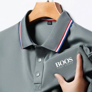 Polo da uomo a maniche corte casual nuova ricamata Boos, top comodo e traspirant - Foto 1 di 65