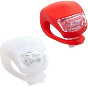 2 LED SILICONE MOUNTAIN BIKE BICYCLE FRONT REAR LIGHTS SET PUSH CYCLE LIGHT CLIP - Picture 1 of 1