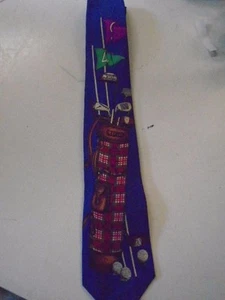 Polo by Ralph Lauren Blau Golftasche Ball Schläger Krawatte Seide Hand Made USA Vintage - Bild 1 von 5