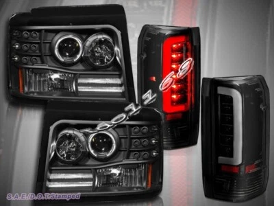 92-96 FAROS PROYECTOR FORD BRONCO F150/250/350 NEGRO HALO LUCES TRASERAS LED Foto 1 de 4