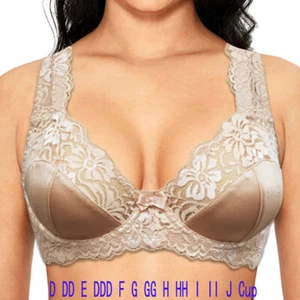 Plus Size Bra Women Bras Unpadded Sexy Lingerie Underwired Brassiere EFGGHIJ Cup - Picture 1 of 21