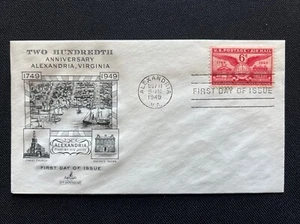 C40 200th Anniversary of Alexandria VA FDC Art Craft May 11 1949 - Picture 1 of 2