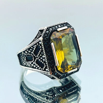 Men's Natural Zultanite Stone Ring Gemstone Turkish Handmade Ring Gift For Him - Image 1 of 4