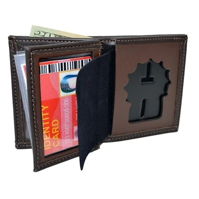 Perfect Fit Brown Leather Badge Wallet Cut Fits NYPD Detective Shield USA Made - Image 1 of 4