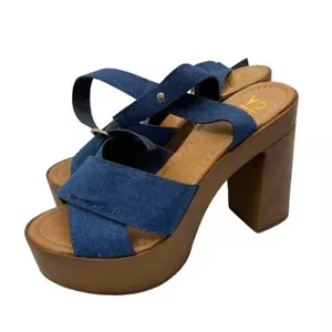 YOKI Y2K Chucky Heel Louise Sandals Women Size 7.5 Denim 90s Platform Bratz - Picture 1 of 15