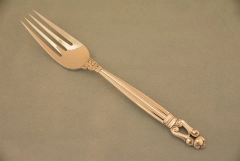 Georg Jensen Acorn Sterling Silver 7-1/2" Dinner Fork No Monogram Cover