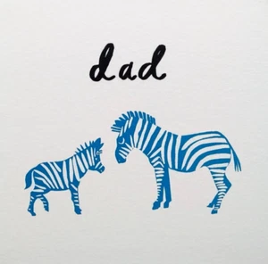Unused Blank DAD Greeting Card Blue Zebra Stripes Father's Day - Picture 1 of 3