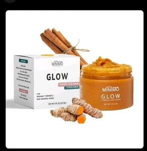 Minimo Glow Skin Brightening Turmeric Face Scrub 5 oz - Citrus Peach - Picture 1 of 7