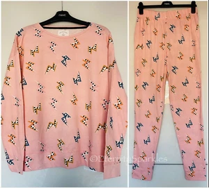 PIJAMAS DE ALGODÓN NEXT ROSA DISEÑO DE RAYO LONGITUD COMPLETA MED REINO UNIDO 12-14 - Imagen 1 de 3