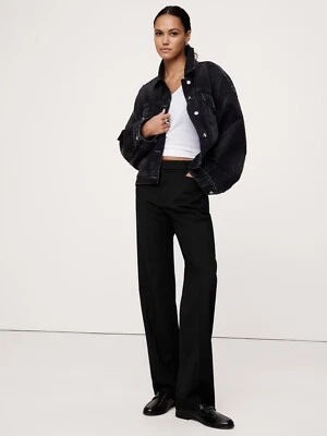 Pantalón recto de lana italiana Banana Republic Siena 6 | Negro #444813 NUEVO Foto 1 de 4