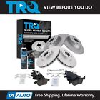 Trq Front & Rear Ceramic Brake Pad & Coated Rotor Kit W/Fluids For Ford Lincoln
