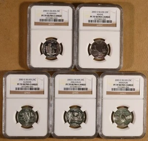 2003 Silver Proof Statehood Quarters Set All Certified NGC PF 70 Ultra Cameo - Picture 1 of 2