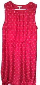 Dana Buchman Maxi Dress Womens XL Red Print Sharkbite Hemline Sleeveless - Picture 1 of 3