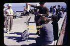 Man Feeding Pelican And Woman In Florida In 1940S Kodachrome Slide Dia F12b