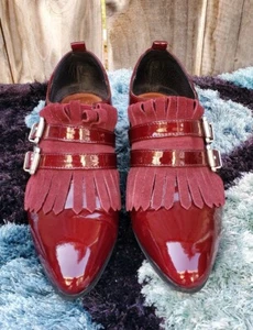 SHELLYS LONDON SALISBURY BUCKLE DETAIL BURGUNDY LEATHER LOAFER SIZE 38/US 8 - Picture 1 of 9