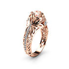 Morganite Art Nouveau Engagement Ring 14K Rose Gold Filigree Ring Morganite Ring