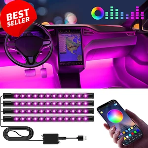 Car LED Strip Lights APP Control Music Sync Color Change USB for Jeep Truck 12V - Picture 1 of 12