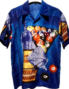 Billiard Pool Booze Cigar Club Party Shirt Mens LARGE Button Up Collared VTG - Imagen 1 de 6