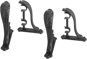Double Curtain Rod Brackets Vintage Design - (Set of 4 (2 Pairs), Black) - Picture 1 of 4