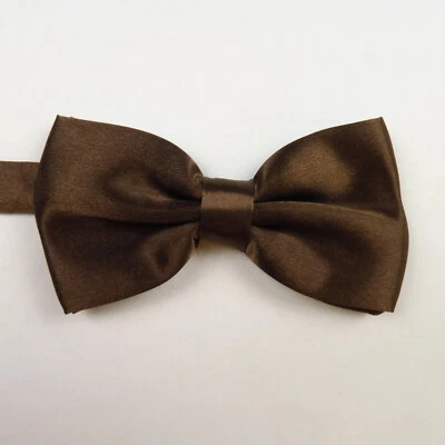 Brown Satin Formal Pre-Tied Adjustable Bow Tie Adjustable Dressy 2.25" - Image 1 of 4