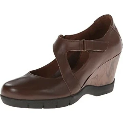 SANITA Womens Matilda Leather Dress Pump Platform Wedge Faux Wood Grain Size 40 - Image 1 of 4