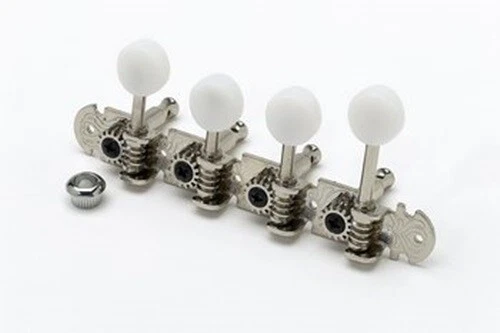 NEW - "F" Style Tuning Keys For Mandolin, White Buttons - NICKEL - Image 1 of 1
