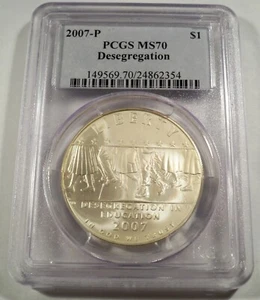 2007-P PCGS MS70 SILVER DOLLAR LITTLE ROCK DESEGREGATION MS 70 - Picture 1 of 4