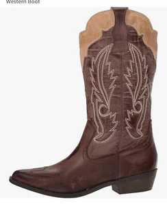 NEW Coconuts Cimmaron Women's 8M Brown Leather Embroidered Western Cowboy Boot - Picture 1 of 13
