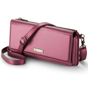 CaseMe Universal Wallet Crossbody Leather Bag Case up to 6.7inch Samsung iPhone - Picture 1 of 30