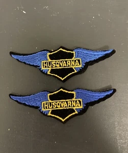 (2) NOS Unused 1970s Husqvarna Motorcycles Get Embroidered Wings Patch 4” - Picture 1 of 3