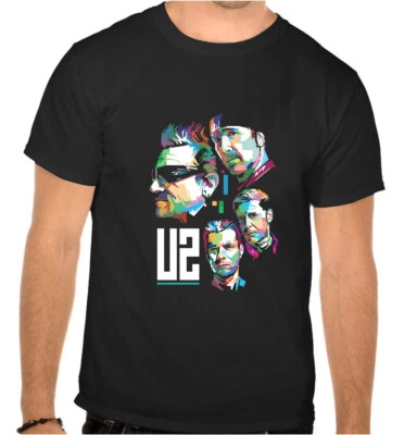 T-shirt nera con logo musica rock U2 U 2 - 1150 - Immagine 1 di 2