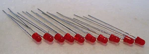 2K450 - 10 x 3mm 12 Volt 20mcd Rot LED - Licht Emitting Dsa Post - Picture 1 of 2