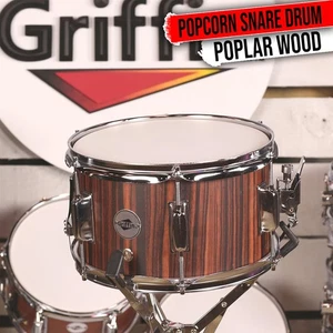 GRIFFIN Popcorn Snare Drum - 10x6 Acoustic Mini Poplar Wood Shell Marching Head - Picture 1 of 11