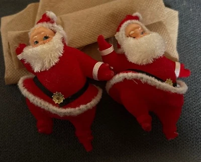 Papai Noel vintage década de 1960 dança chenille, 1 par - Imagem 1 de 4