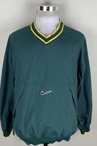 Vintage 90s Nike Center Swoosh Windbreaker Jacket Mens Size L Green Yellow - Picture 1 of 8