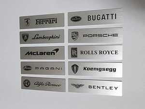 World Car Logo Engraved Metal Nameplate Ferrari Lamborghini Porsche McLaren 1/18 - Picture 1 of 61