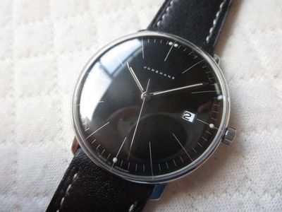 Reloj de Cuarzo Junghans Max Bill 041/4465.00 38mm Negro Hecho en Alemania Caja Papel Foto 1 de 4