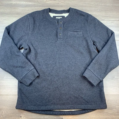LL Bean Katahdin железа работает скрепленный вафель флис Henley 1/4 Snap мужской большой серый - Изображение 1 из 4