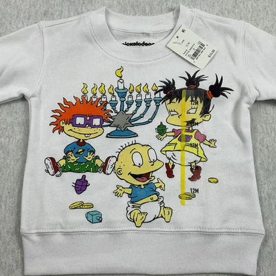 Nickelodeon Rugrats Hanukkah Sweatshirt Toddler Baby’s 12 Months Menorah White - Image 1 of 4