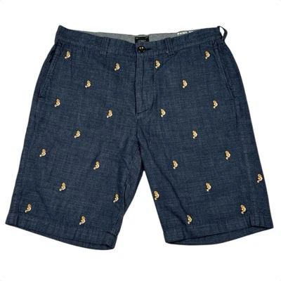 Bermudas chinas J Crew Seahorse para hombre 33 azul índigo cambray algodón preppy Foto 1 de 4