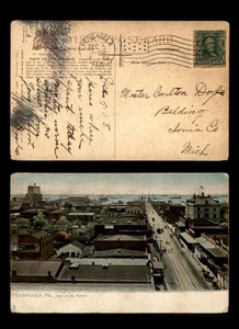 Mayfairstamps US 1908 Pensacola FL to Belding MI Flag Cancel Postcard aat_51839 - Picture 1 of 2