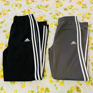 2 Adidas Track Running Jogger pants Youth XL Grey Black 18/20 - Picture 1 of 12